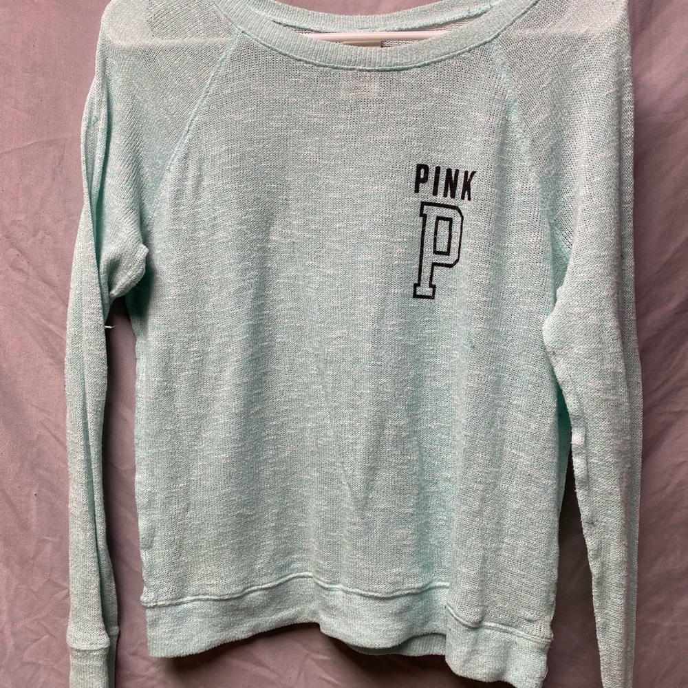 light blue Victoria Secret Pink sweater